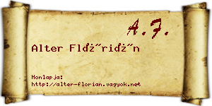 Alter Flórián névjegykártya